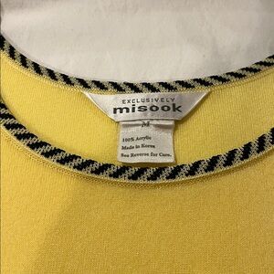 Misook Sunny Yellow Knit Top with Black Trim and matching jacket